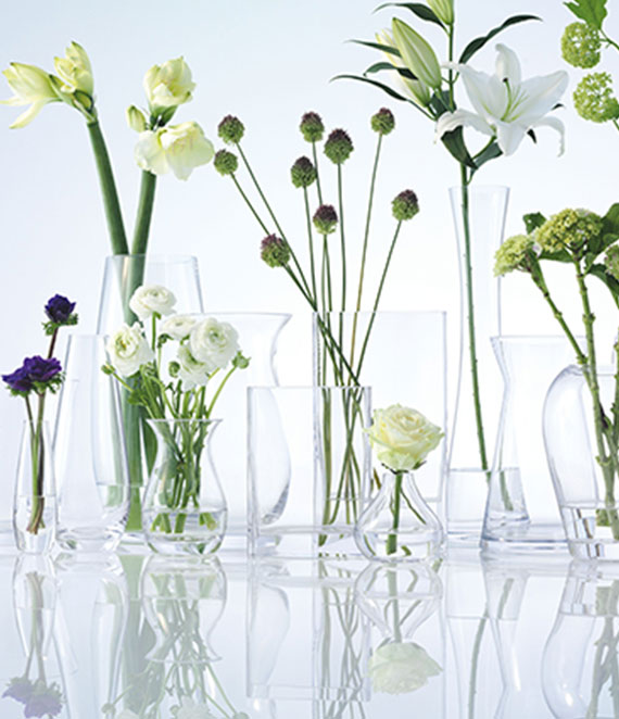 Glass vases in small, medium and large 