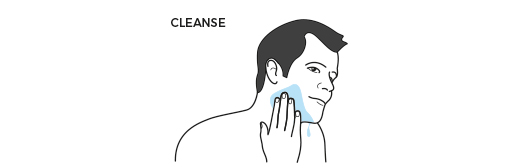 Illustration of man going through a skincare routine