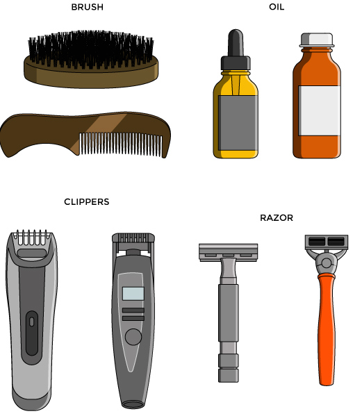 Illustration of grooming tools