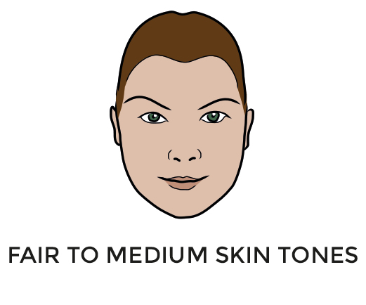 Illustration of face with fair to medium skin tone