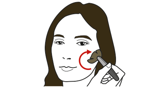 Illustration of steps of woman blending highlighter