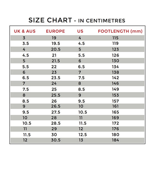 Illustration of a size chart