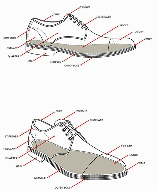 Illustration of a shoe parts