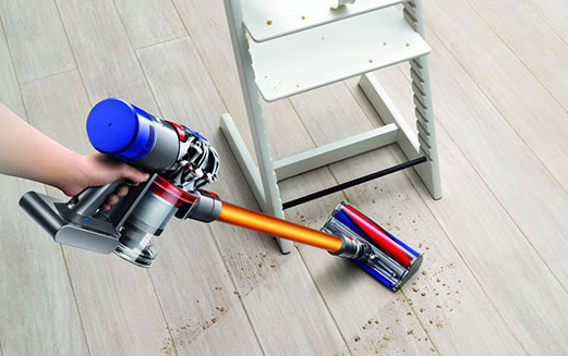 Dyson cordless vacuum cleaning wood floor