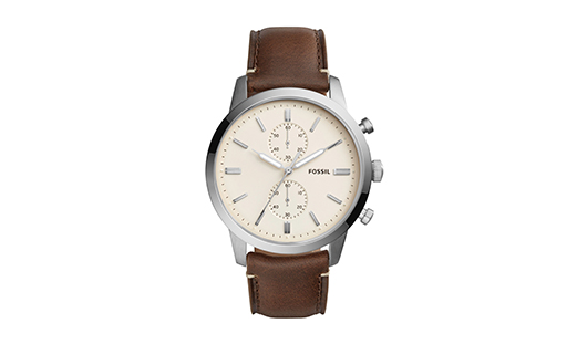 Fossil men’s watch with brown leather strap