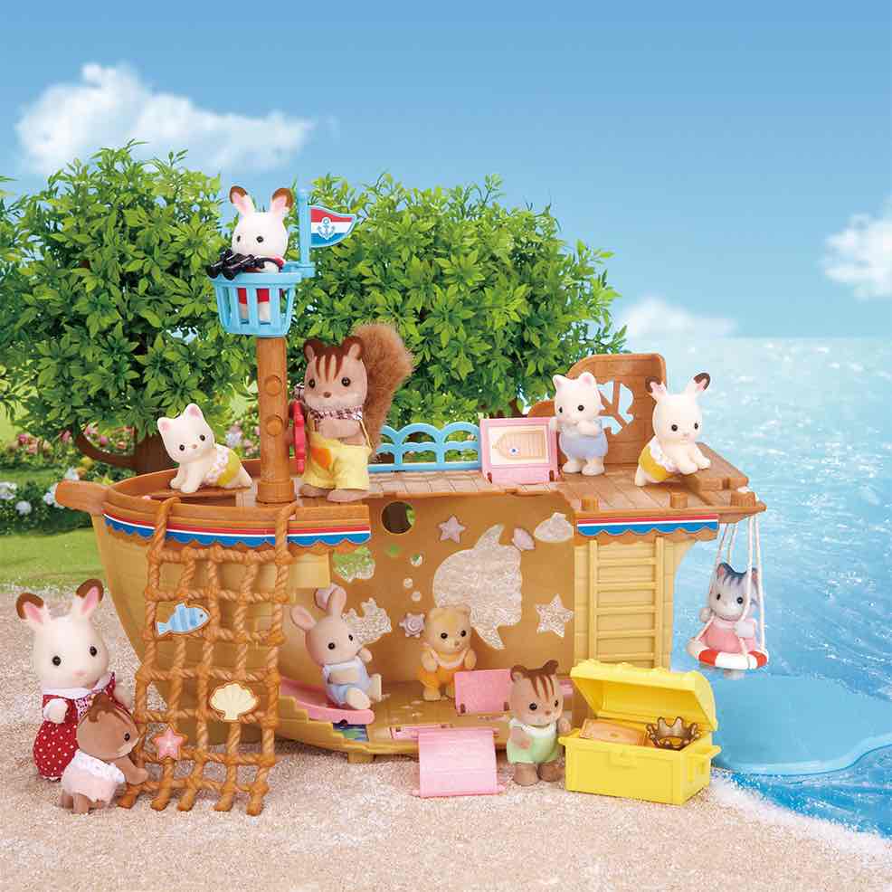 Sylvanian families on a ship toy