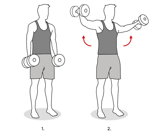 Lateral raise male workout illustration